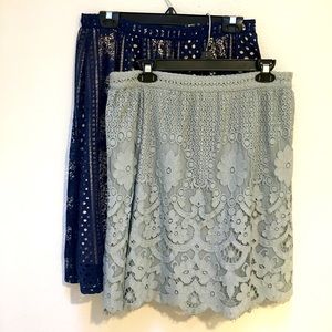 2 Knee Length Lace Skirts || Size - L